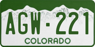 CO license plate AGW221
