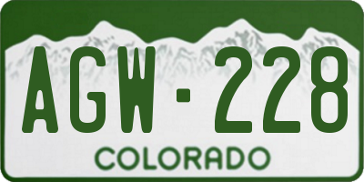 CO license plate AGW228