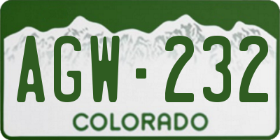 CO license plate AGW232