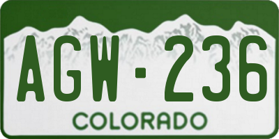CO license plate AGW236