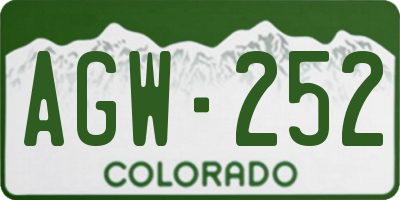 CO license plate AGW252
