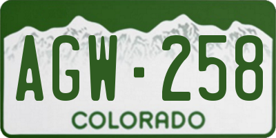 CO license plate AGW258