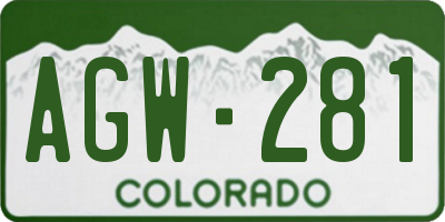 CO license plate AGW281