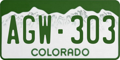 CO license plate AGW303