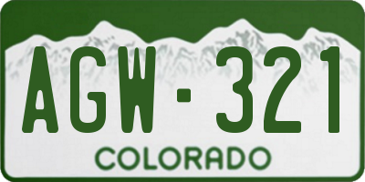 CO license plate AGW321
