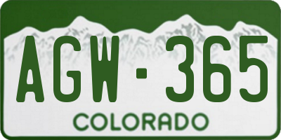 CO license plate AGW365