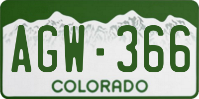 CO license plate AGW366