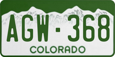 CO license plate AGW368