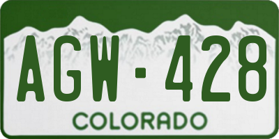 CO license plate AGW428