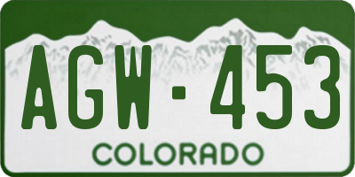 CO license plate AGW453