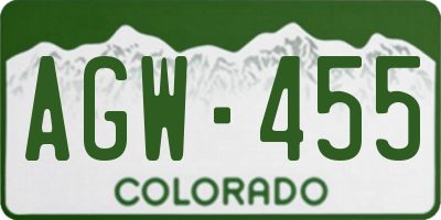 CO license plate AGW455