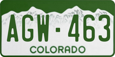 CO license plate AGW463