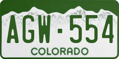 CO license plate AGW554