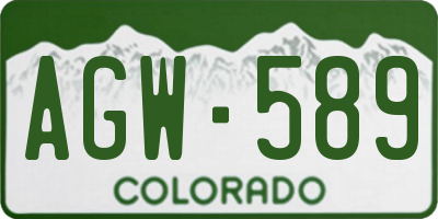 CO license plate AGW589