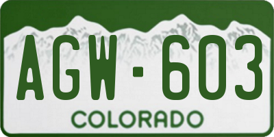 CO license plate AGW603