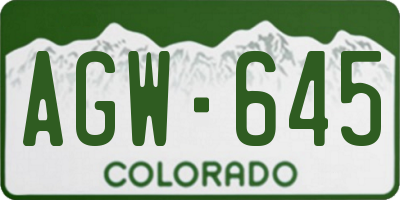CO license plate AGW645
