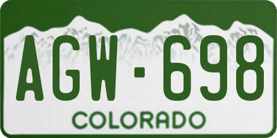 CO license plate AGW698