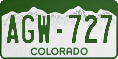 CO license plate AGW727