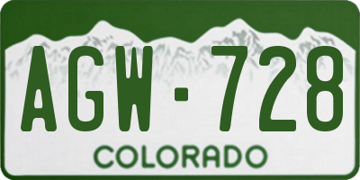 CO license plate AGW728