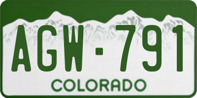 CO license plate AGW791