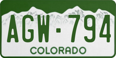 CO license plate AGW794