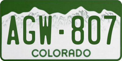 CO license plate AGW807