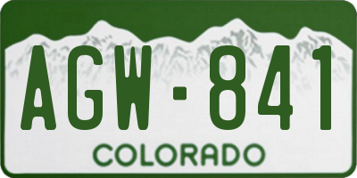 CO license plate AGW841
