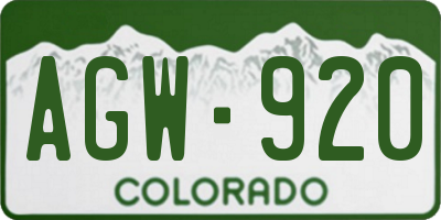CO license plate AGW920
