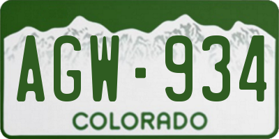 CO license plate AGW934