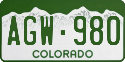 CO license plate AGW980