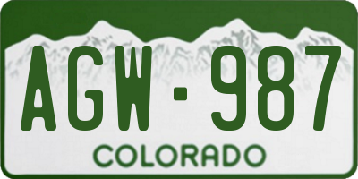 CO license plate AGW987