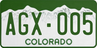 CO license plate AGX005