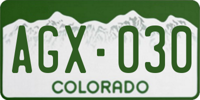 CO license plate AGX030