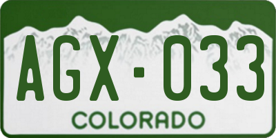 CO license plate AGX033