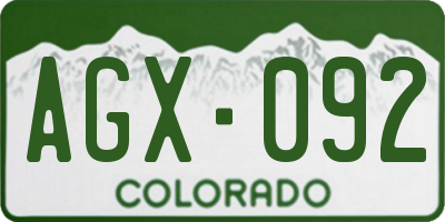 CO license plate AGX092