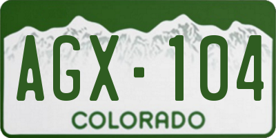 CO license plate AGX104