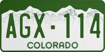 CO license plate AGX114