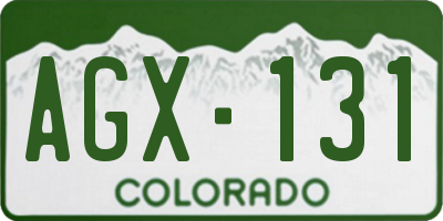 CO license plate AGX131