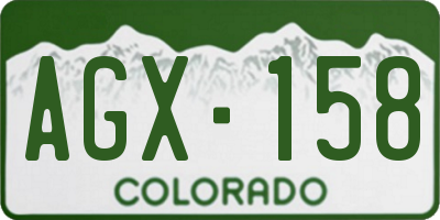 CO license plate AGX158