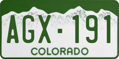 CO license plate AGX191