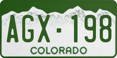 CO license plate AGX198