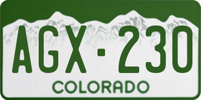 CO license plate AGX230