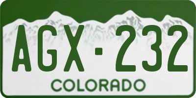 CO license plate AGX232