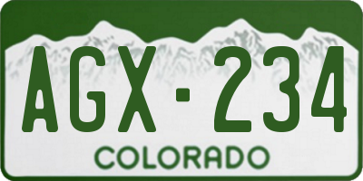CO license plate AGX234