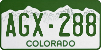 CO license plate AGX288