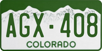 CO license plate AGX408