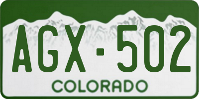 CO license plate AGX502