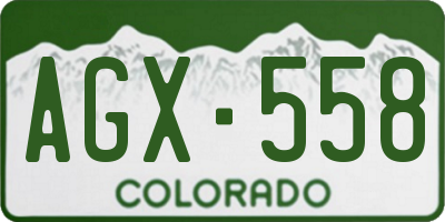 CO license plate AGX558
