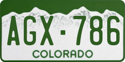 CO license plate AGX786