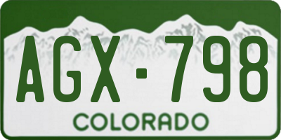 CO license plate AGX798